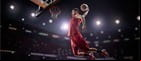 Player jumping toward the hoop