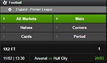 Making selections at NetBet.