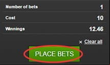 Confirming the bet with NetBet.