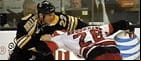 Two players fighting in ice hockey